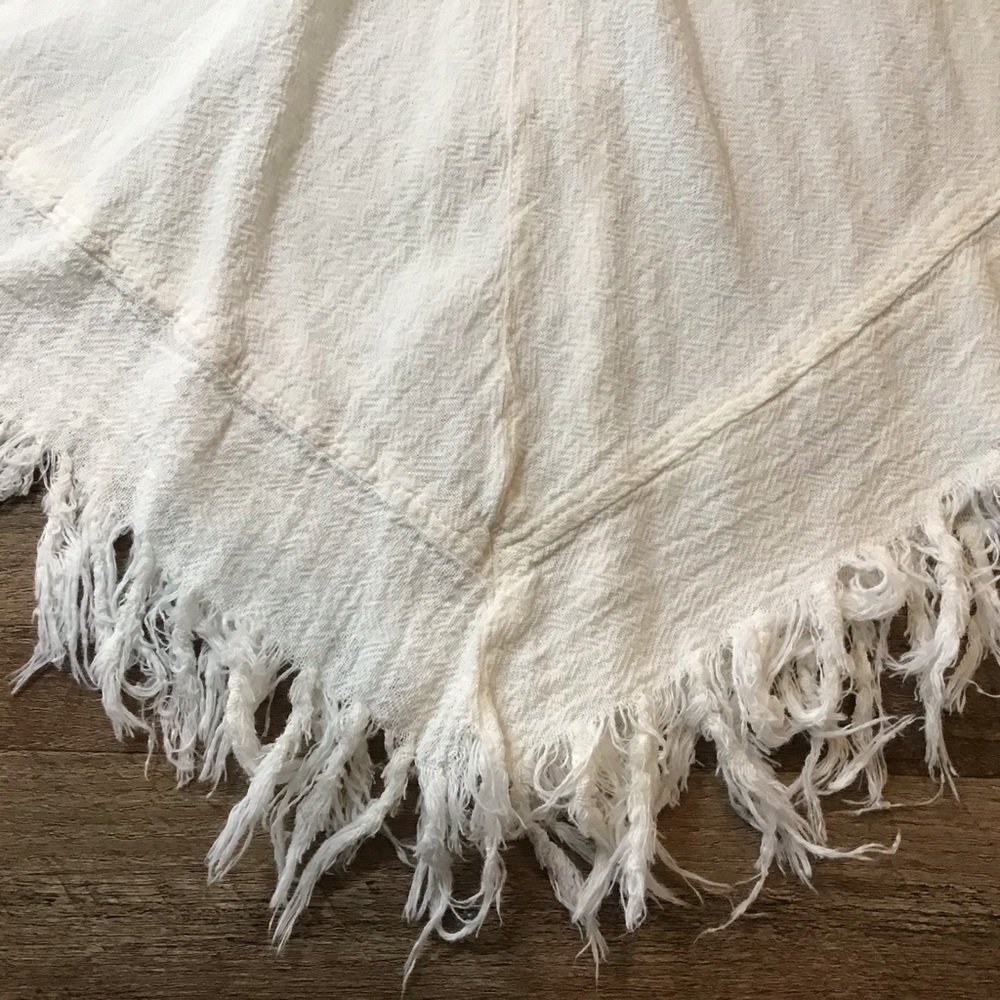 Vtg Jennifer McNeill Dress Size S Natural White Textured 100% Cotton Fringe Boho - Picture 6 of 9